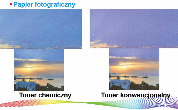 Porównanie tonera konwencjonalnego z chemicznym na papierze fotograficznym